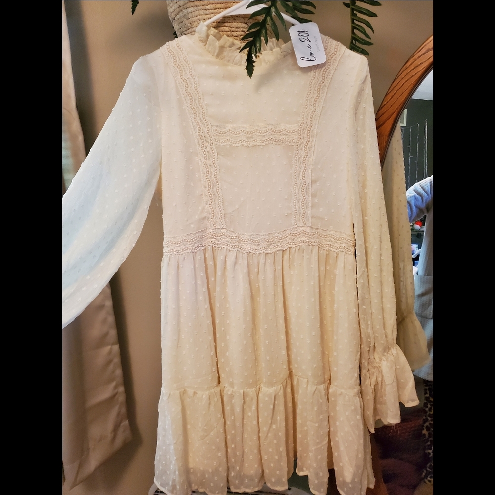 Cream Colored Dotted Dress